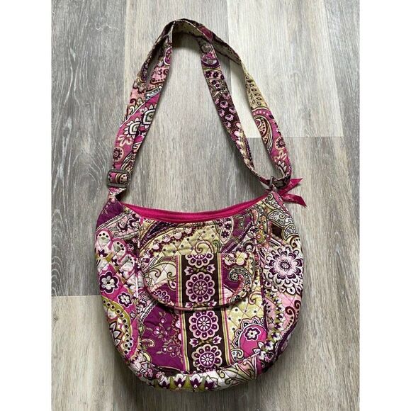 VERA BRADLEY Shoulder Crossbody Purse Very Berry Paisley Purple & Pinks Retired - Picture 1 of 12